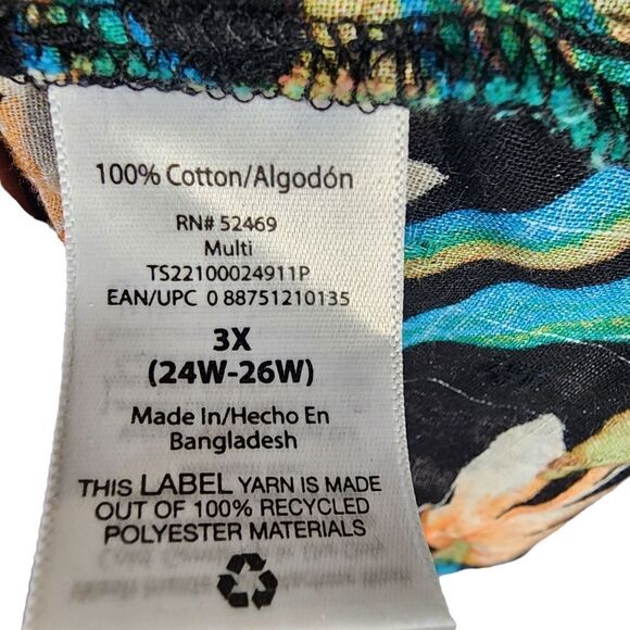 Terra & sky Women’s floral short flutter sleeves square neck top 3x - Picture 5 of 10